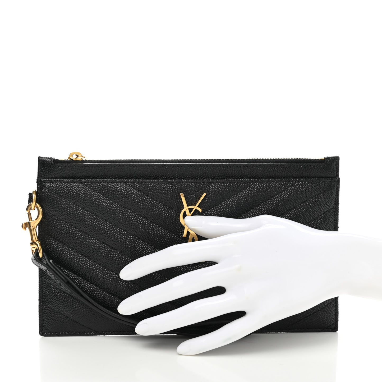 Grain De Poudre Chevron Monogram Large Bill Pouch Black