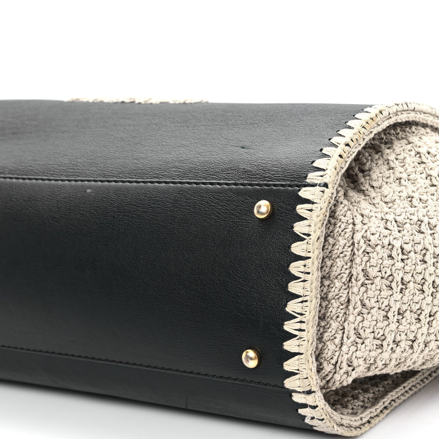 Calfskin Knit Medium Deauville Tote Black Beige