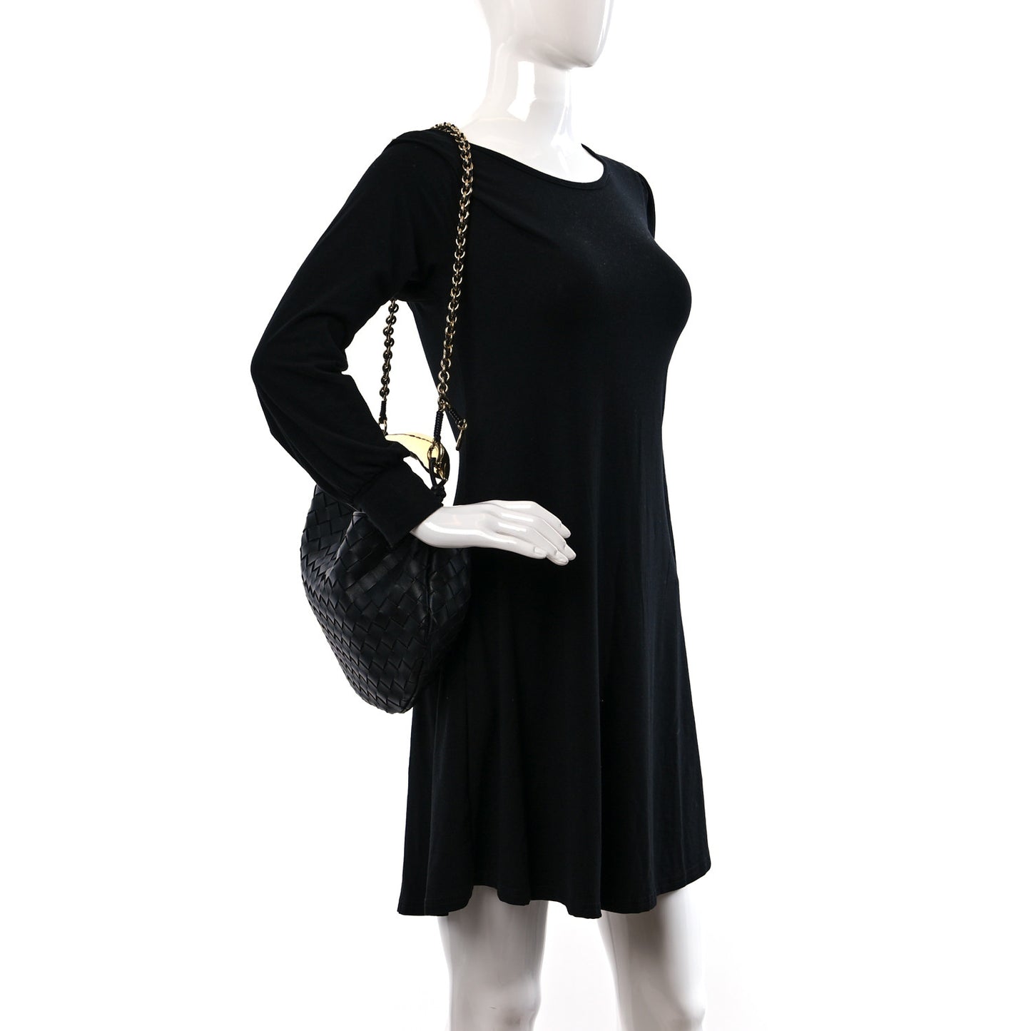Nappa Intrecciato Sardine With Chain Bag Black