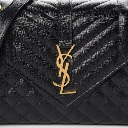 Saint Laurent Grain De Poudre Textured Mixed Matelasse Triquilt Medium Monogram Satchel Black 9 of 10