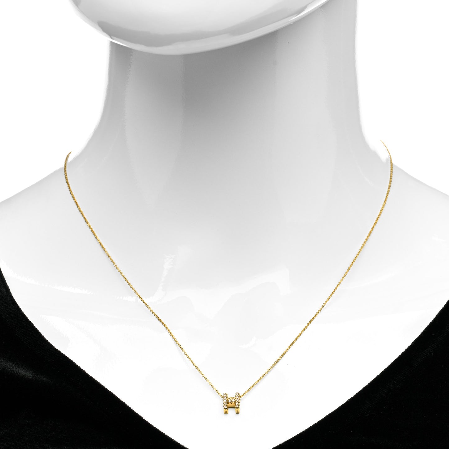 18K Yellow Gold Diamond Love Letter H Pendant Necklace