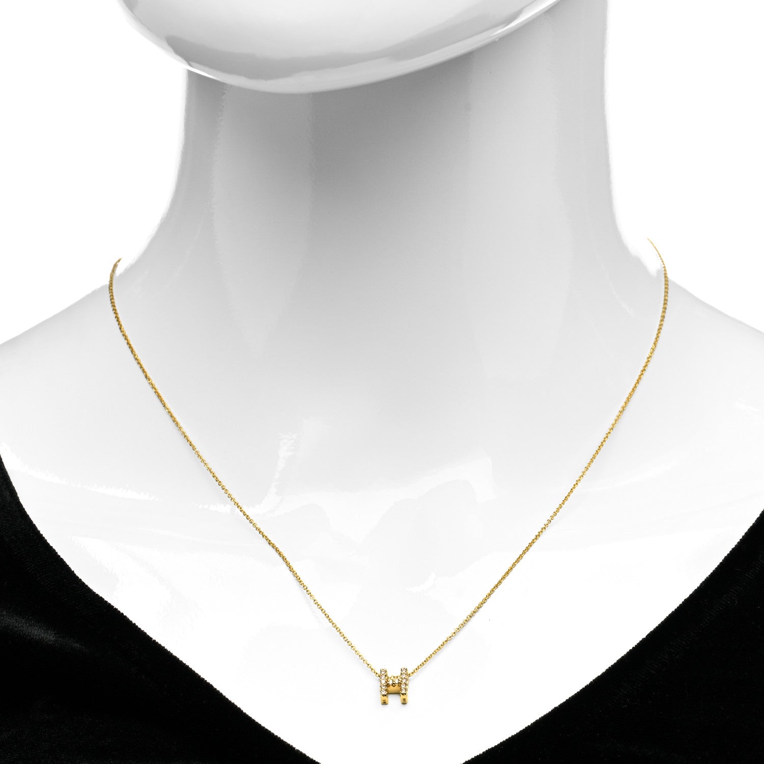 Roberto Coin 18K Yellow Gold Diamond Love Letter H Pendant Necklace 2 of 5