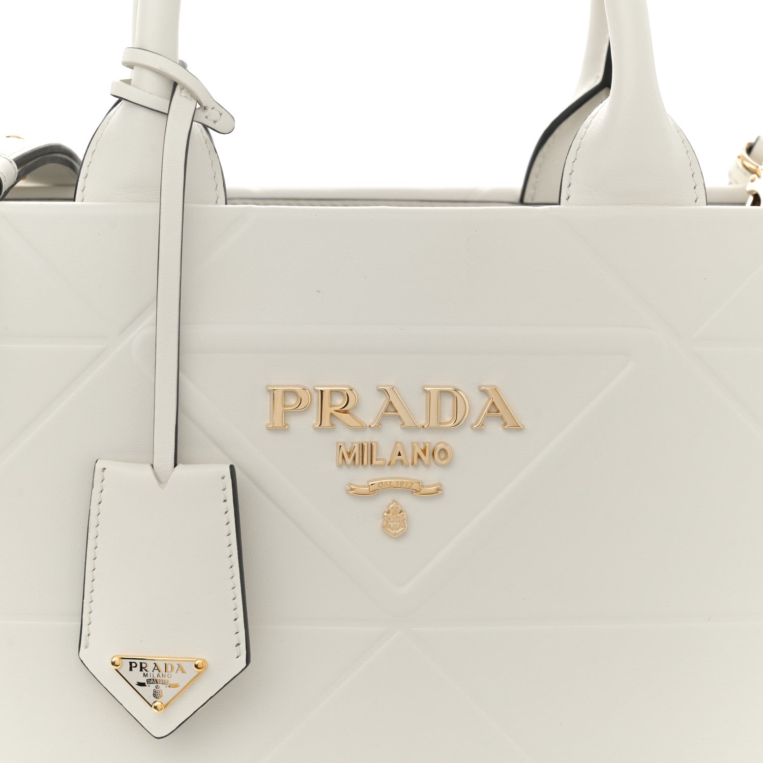 Prada Soft Calfskin Triangolo Symbole Embossed Small White 8 of 10