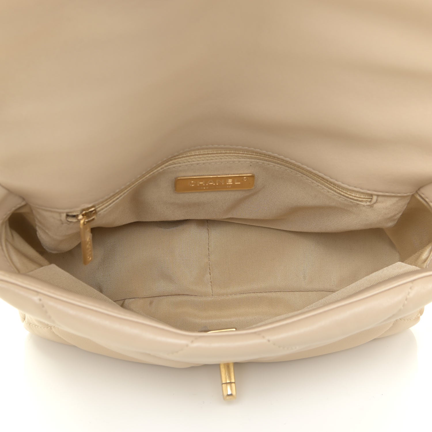 Chanel Lambskin Quilted Medium Chanel 19 Flap Beige 5 of 13