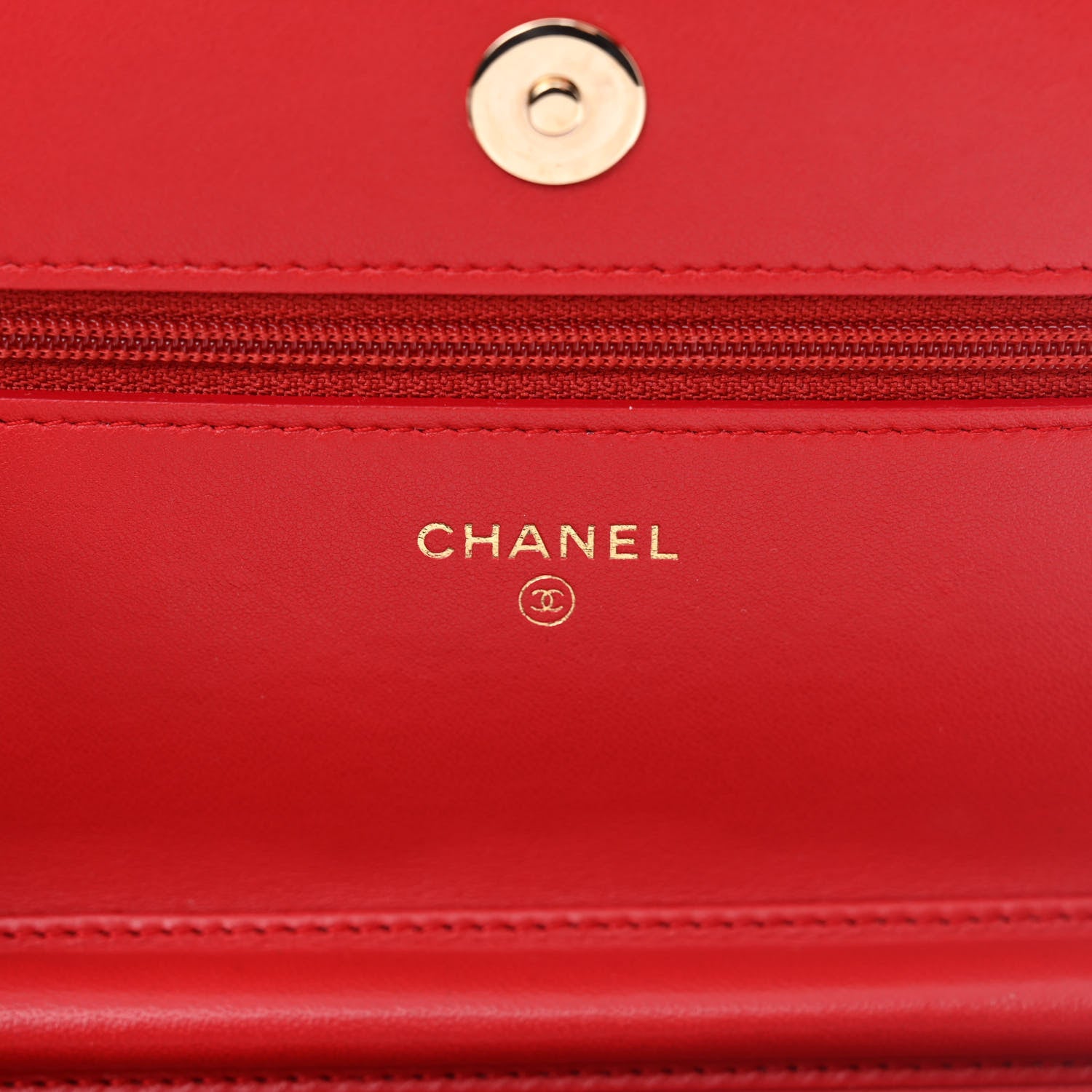 Chanel Lambskin Quilted Chain Around Wallet On Chain WOC Red 6 of 13