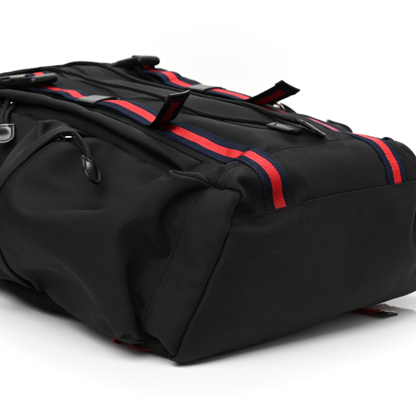 Techno Canvas Web Double Buckle Backpack Black