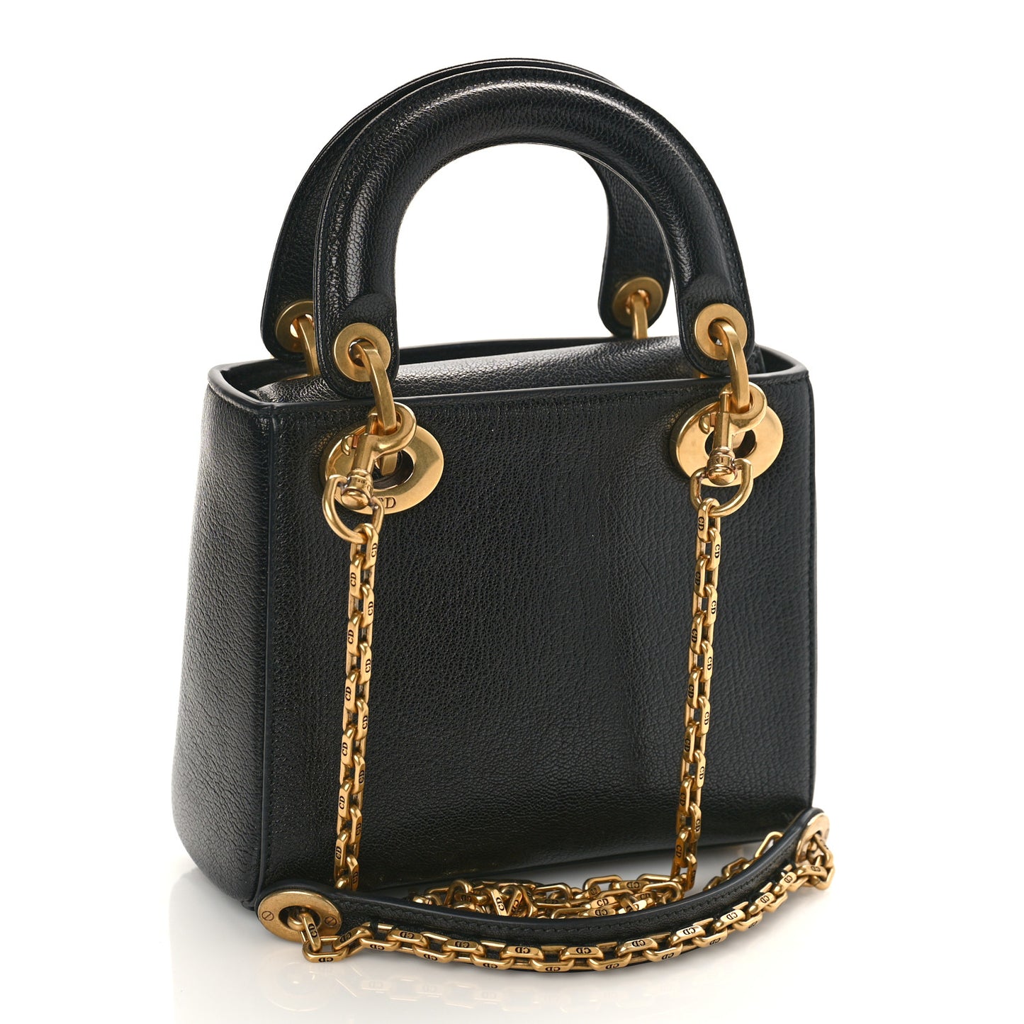 Grained Calfskin Cannage Beaded Mini Lady Dior Black Multicolor