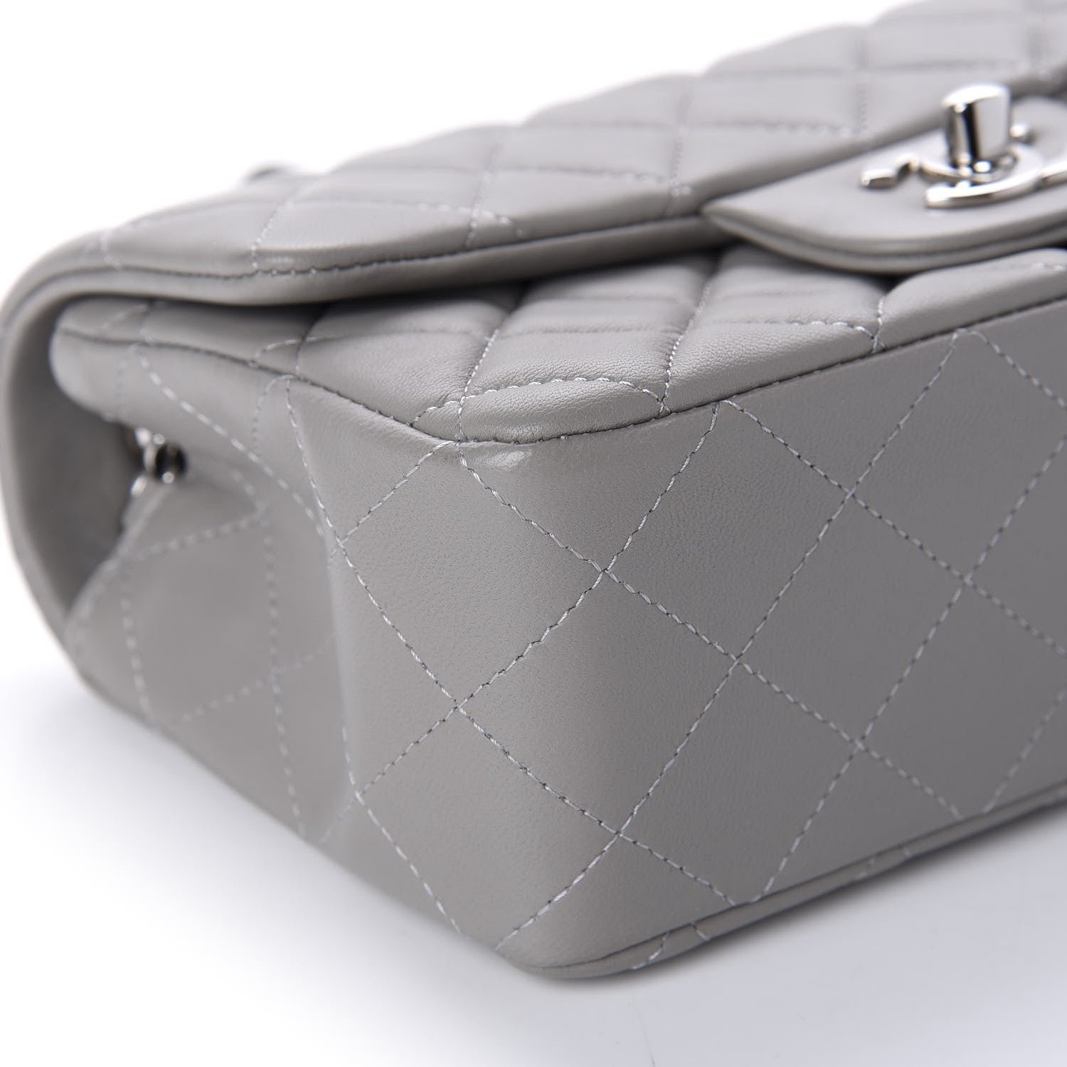 Chanel Lambskin Quilted Mini Rectangular Flap Grey 6 of 10