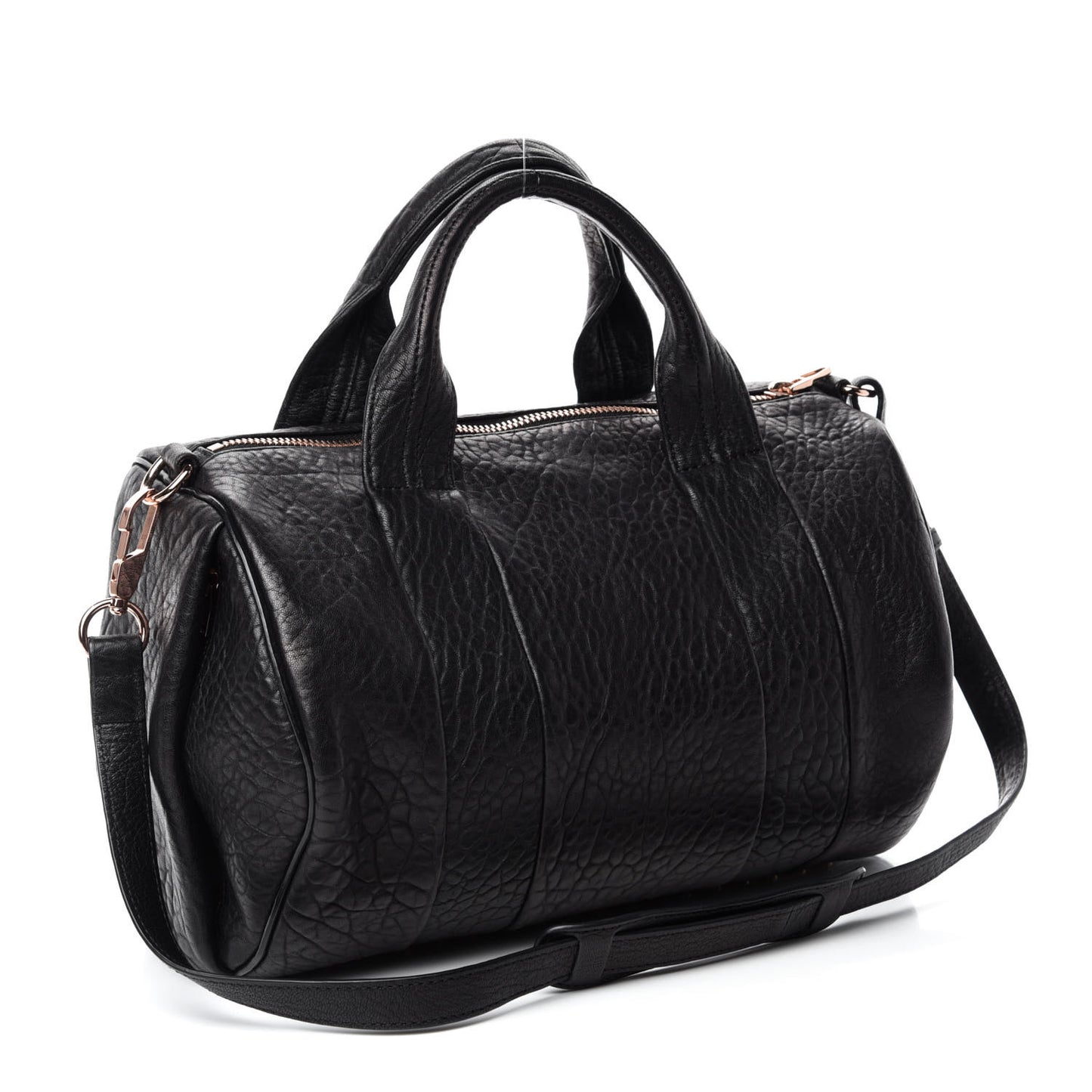 Pebbled Lambskin Rocco Black Rose Gold Hardware