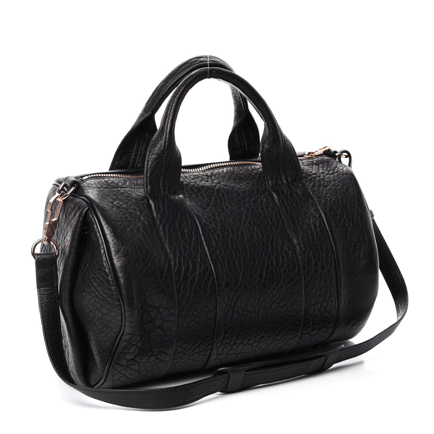 Alexander Wang Pebbled Lambskin Rocco Black Rose Gold Hardware 3 of 9