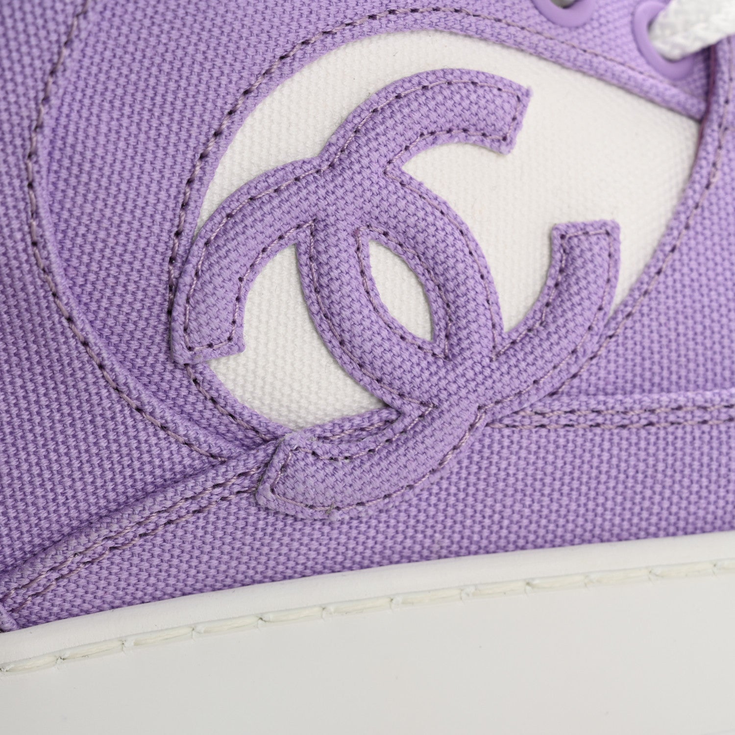 Chanel Cotton High Top Sneakers 38 Purple White 13 of 13