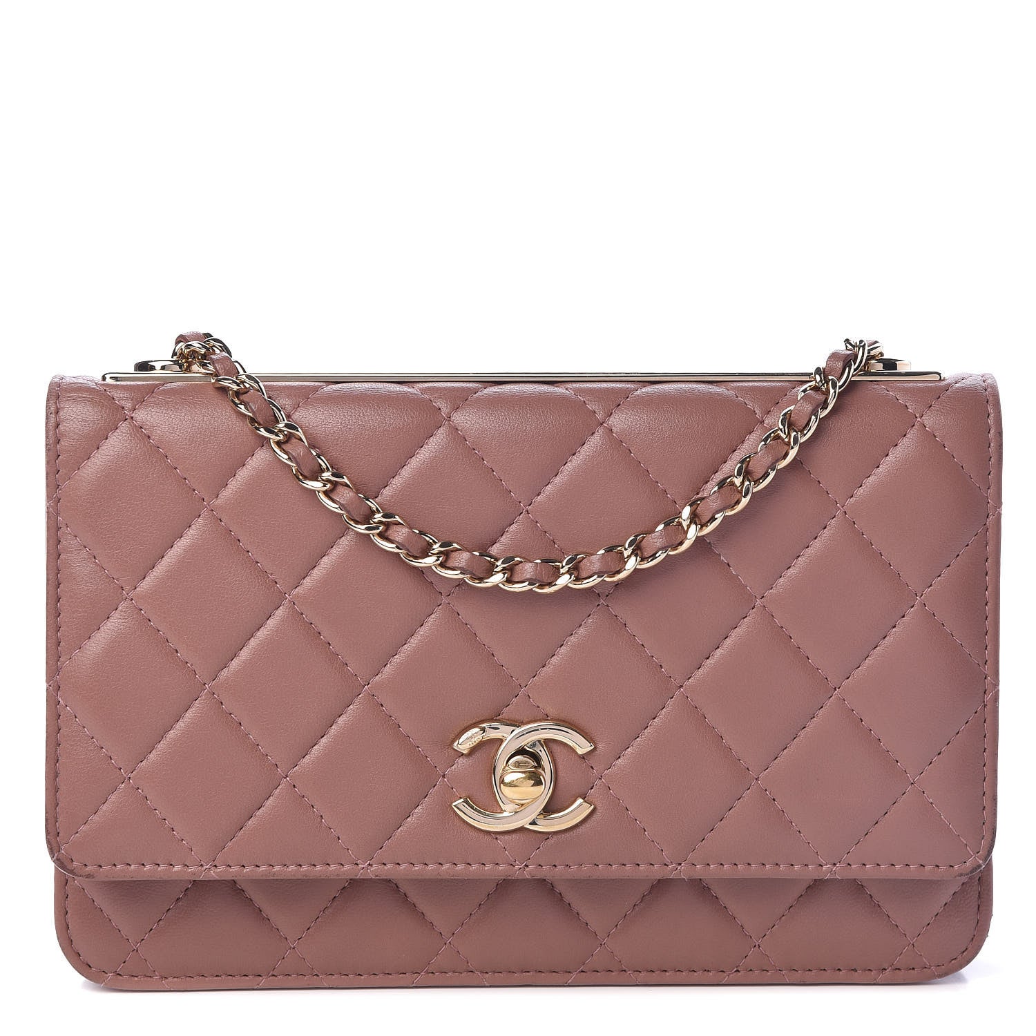Chanel Lambskin Quilted Trendy CC Wallet On Chain WOC Pink 1 of 8