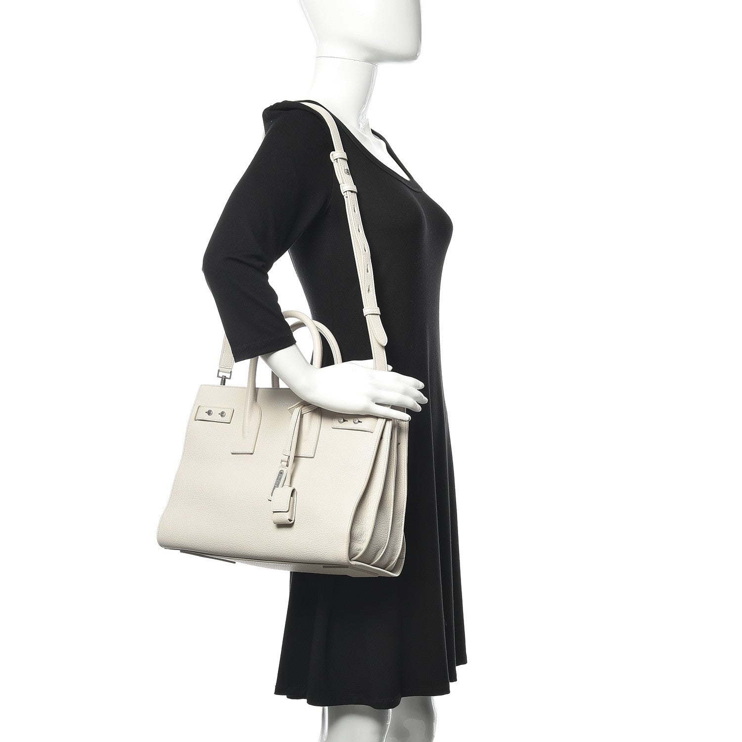 Saint Laurent Grained Calfskin Small Sac De Jour Icy White 2 of 9