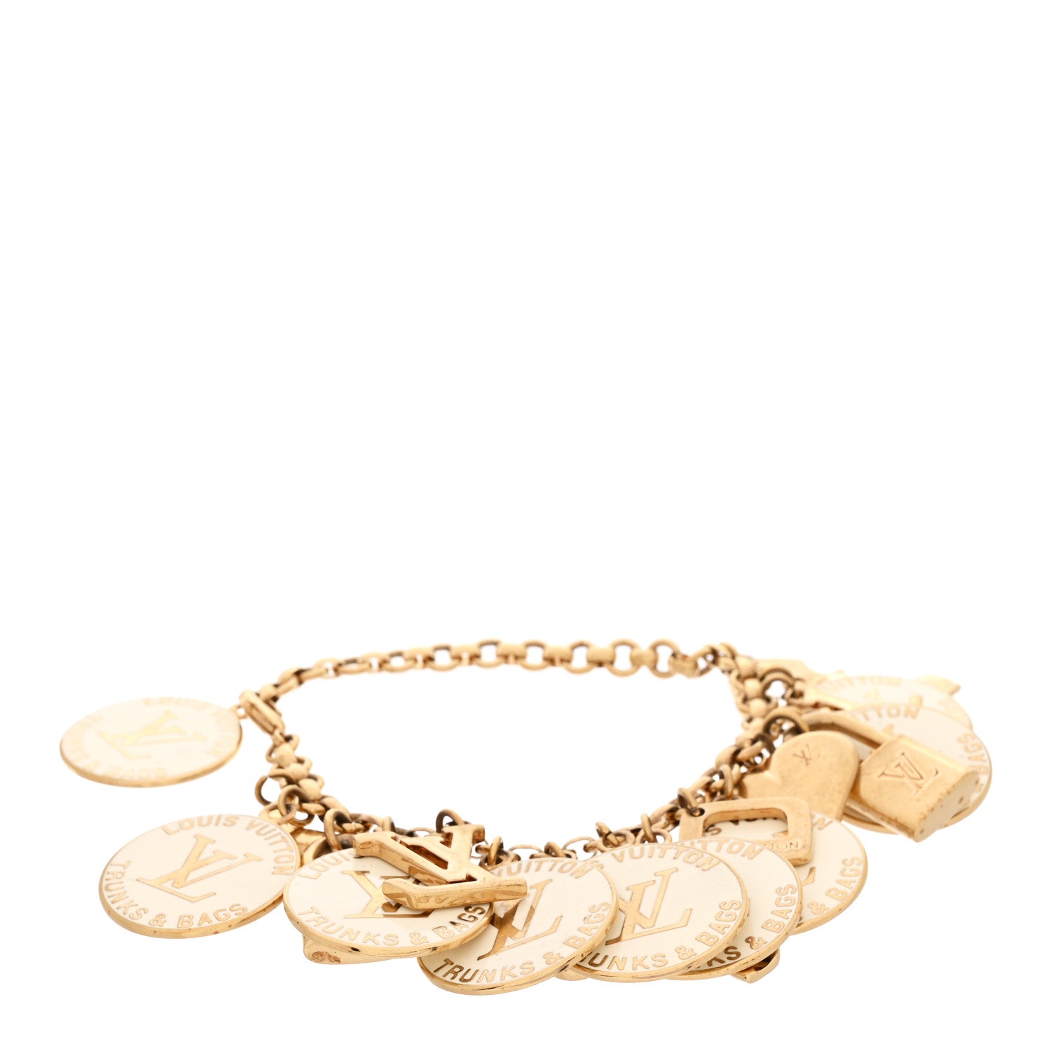 Louis Vuitton Trunks and Bags Breloques Bracelet Gold White 1 of 5