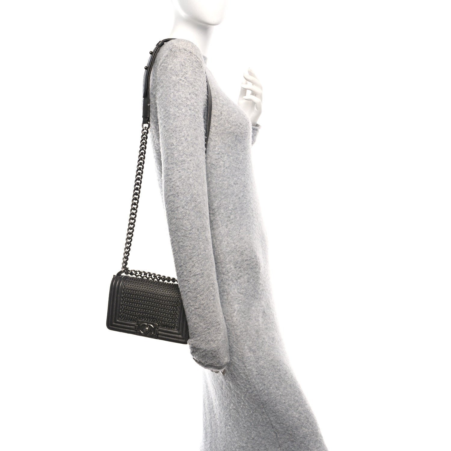 Chanel Goatskin Quilted Small Chain Mail Boy Flap Grey 2 of 10