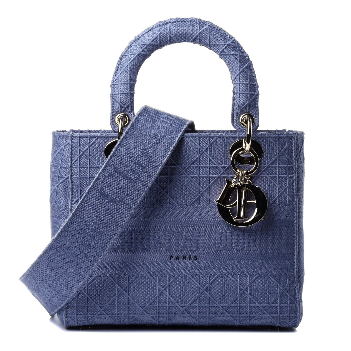Canvas Embroidered Cannage Medium Lady D-Lite Blue