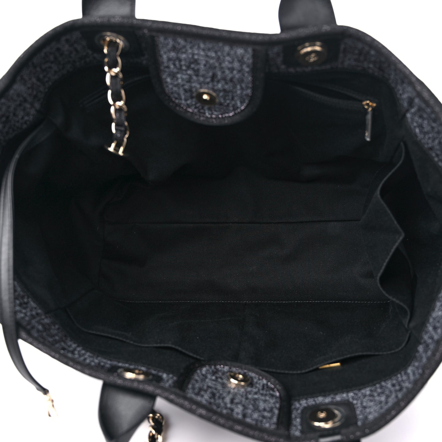 Lurex Boucle Medium Deauville Tote Black