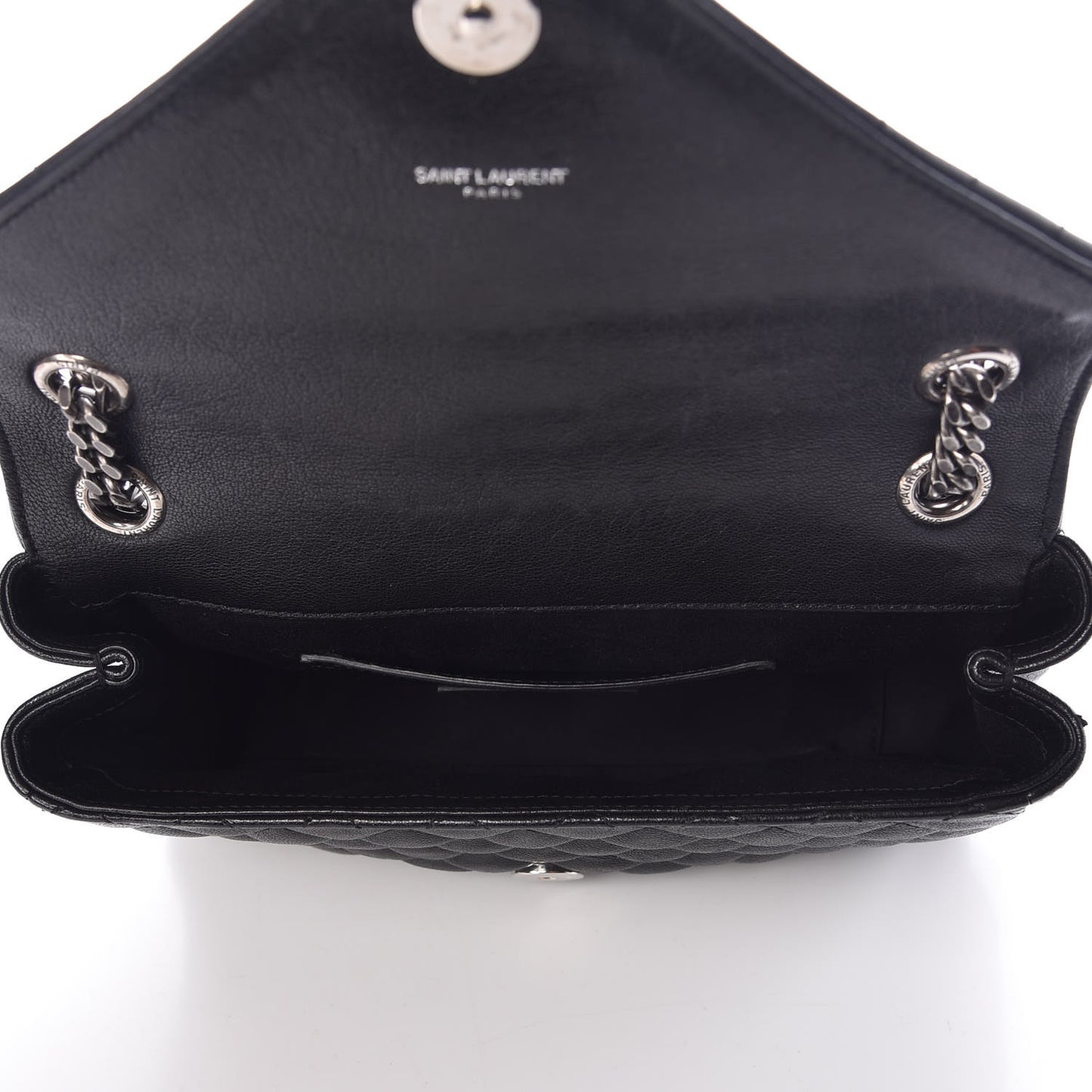 Sheepskin Tri-Quilt Monogram Medium College Bag Black