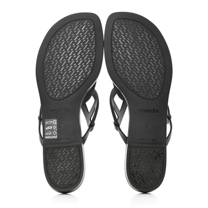 Hermes Rubber Womens Egerie Sandals 37 Black 5 of 8