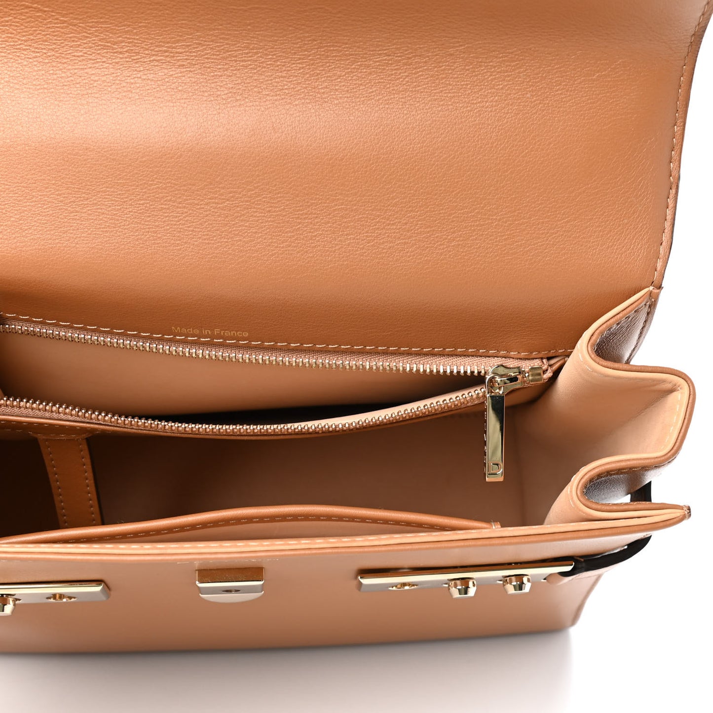Calfskin MM Tempete Satchel Camel