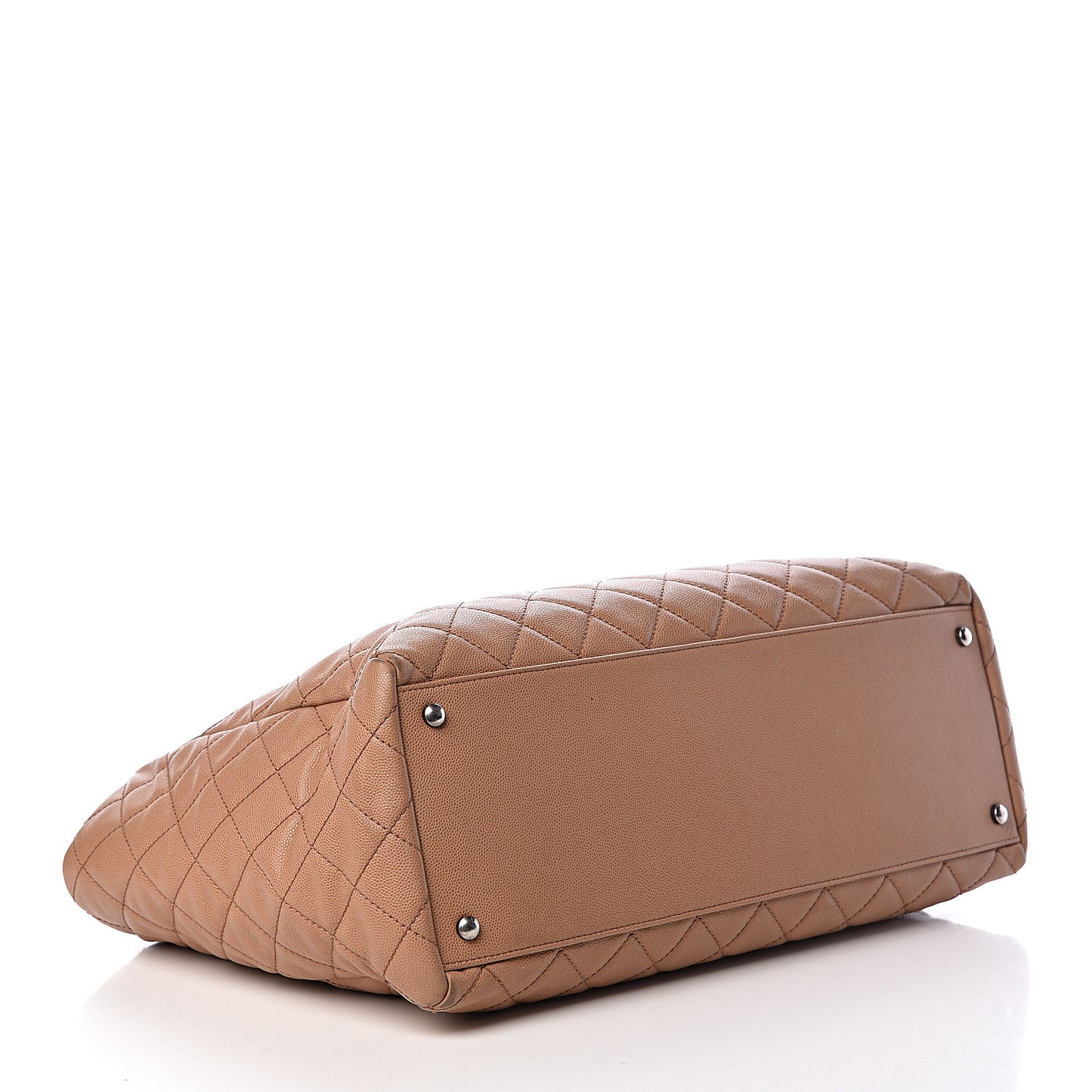 Caviar Quilted Large Coco Handle Shopping Tote Beige