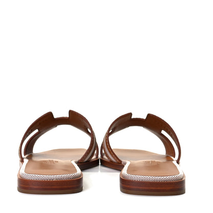 Hermes Calfskin Canvas Oran Sandals 36 Noisette Beige Dore 5 of 8