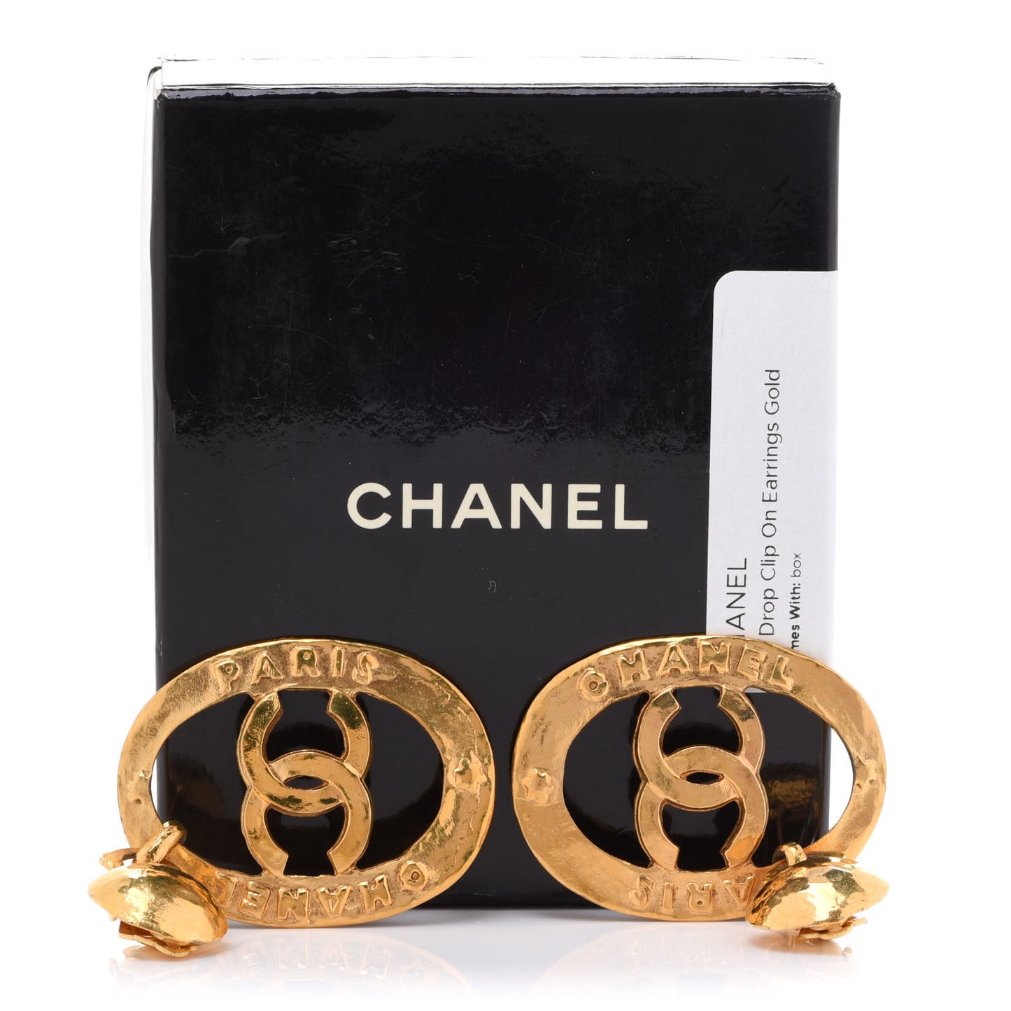 CC Drop Clip On Earrings Gold