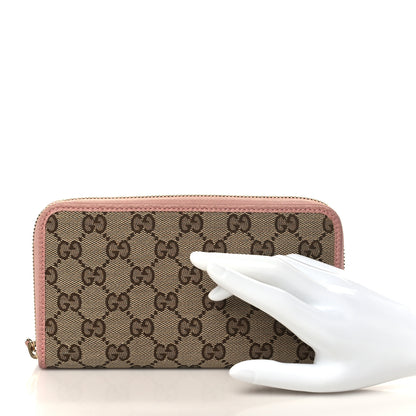 Gucci Monogram Dollar Calfskin Zip Around Wallet Beige Ebony Soft Pink 2 of 6