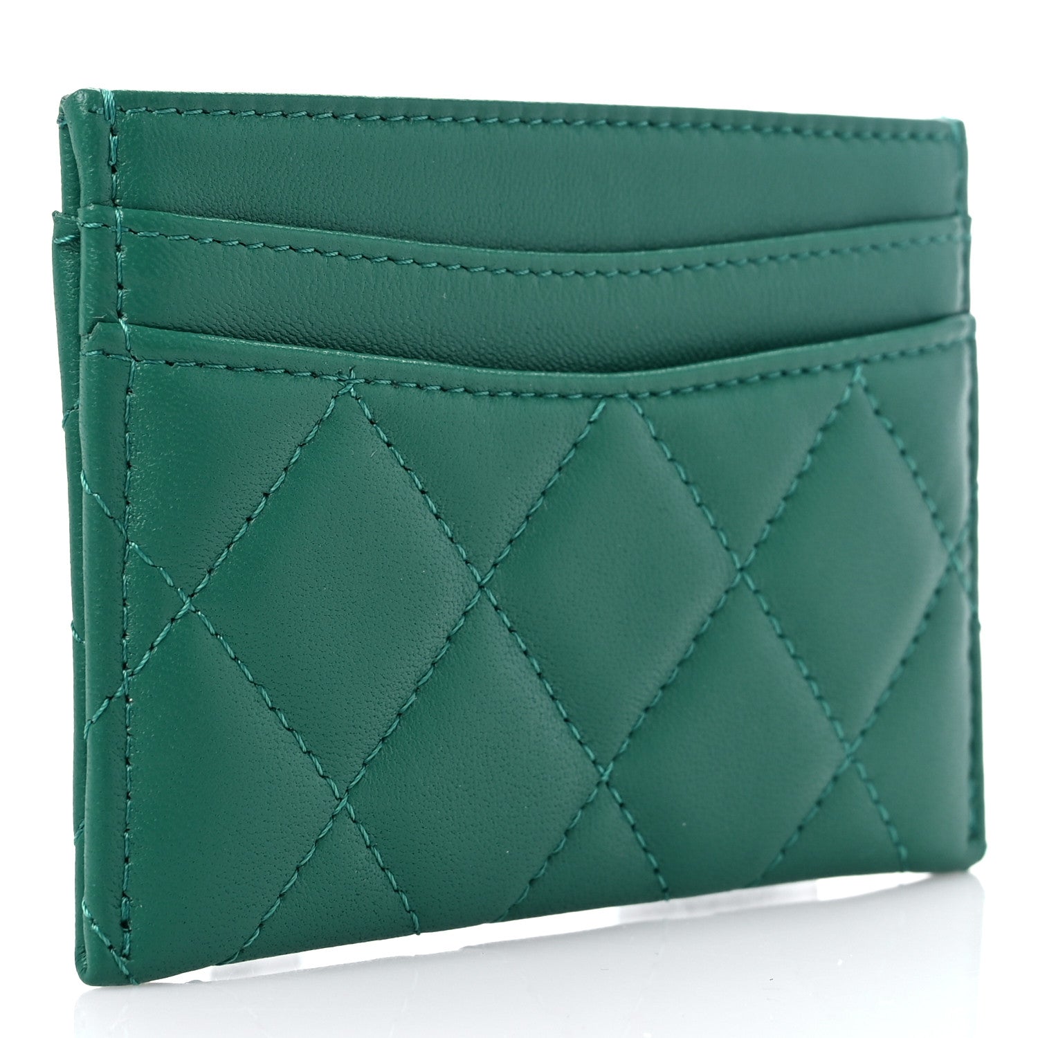 Chanel Lambskin Quilted Card Holder Green 3 of 9