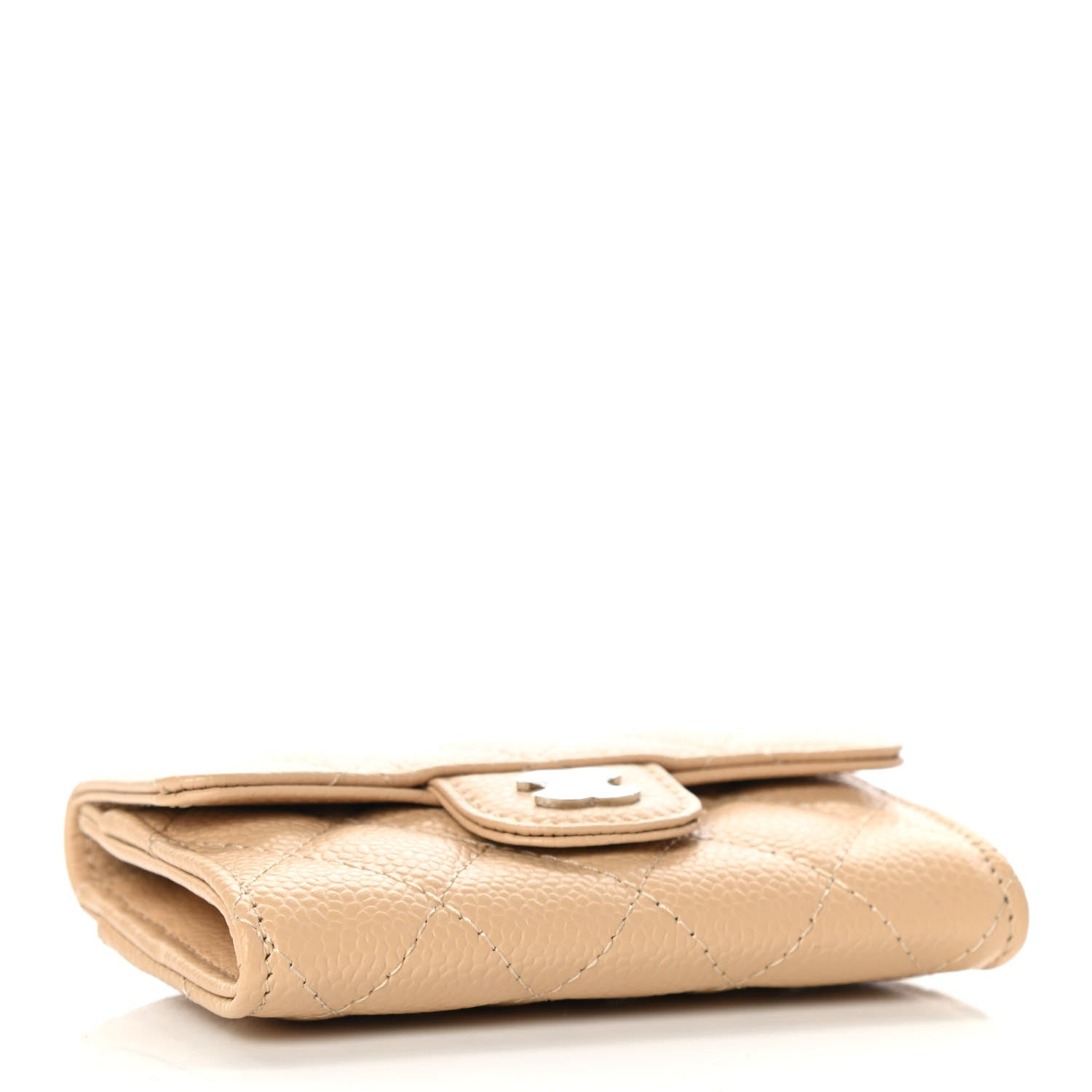 Chanel Caviar Quilted Flap Card Holder Wallet Beige 4 of 8