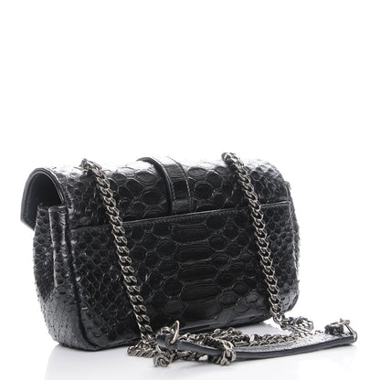 Saint Laurent Python Calfskin Embossed Monogram Classic Baby Chain Bag Black 4 of 8