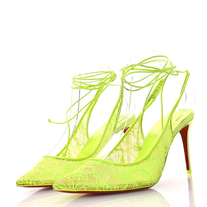 Christian Louboutin Kate Lace 85 Pumps 38.5 Neon Yellow 4 of 8