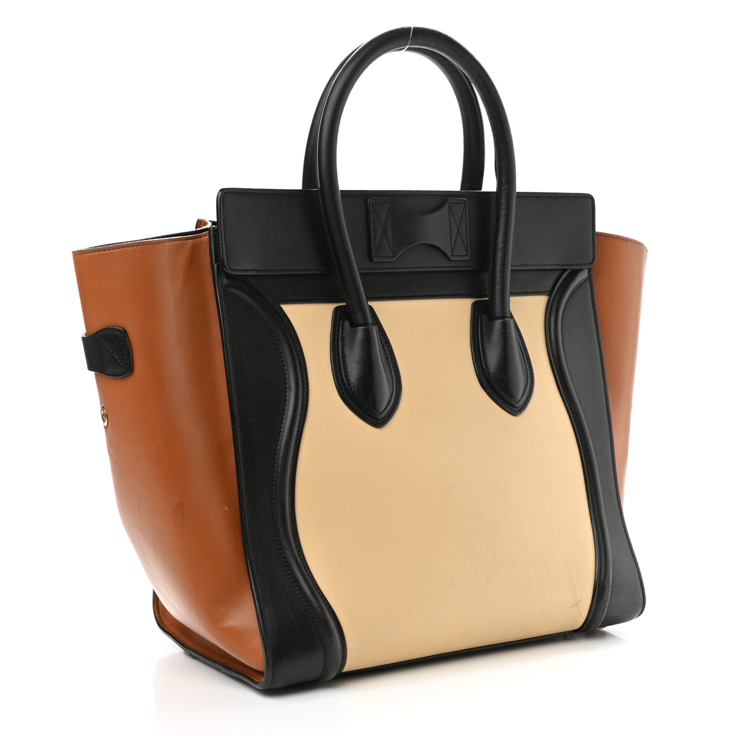 Satin Calfskin Mini Tri-Color Luggage Seashell