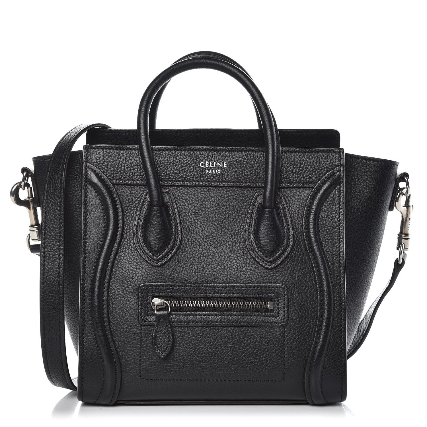 Celine Drummed Calfskin Nano Luggage Black 1 of 9