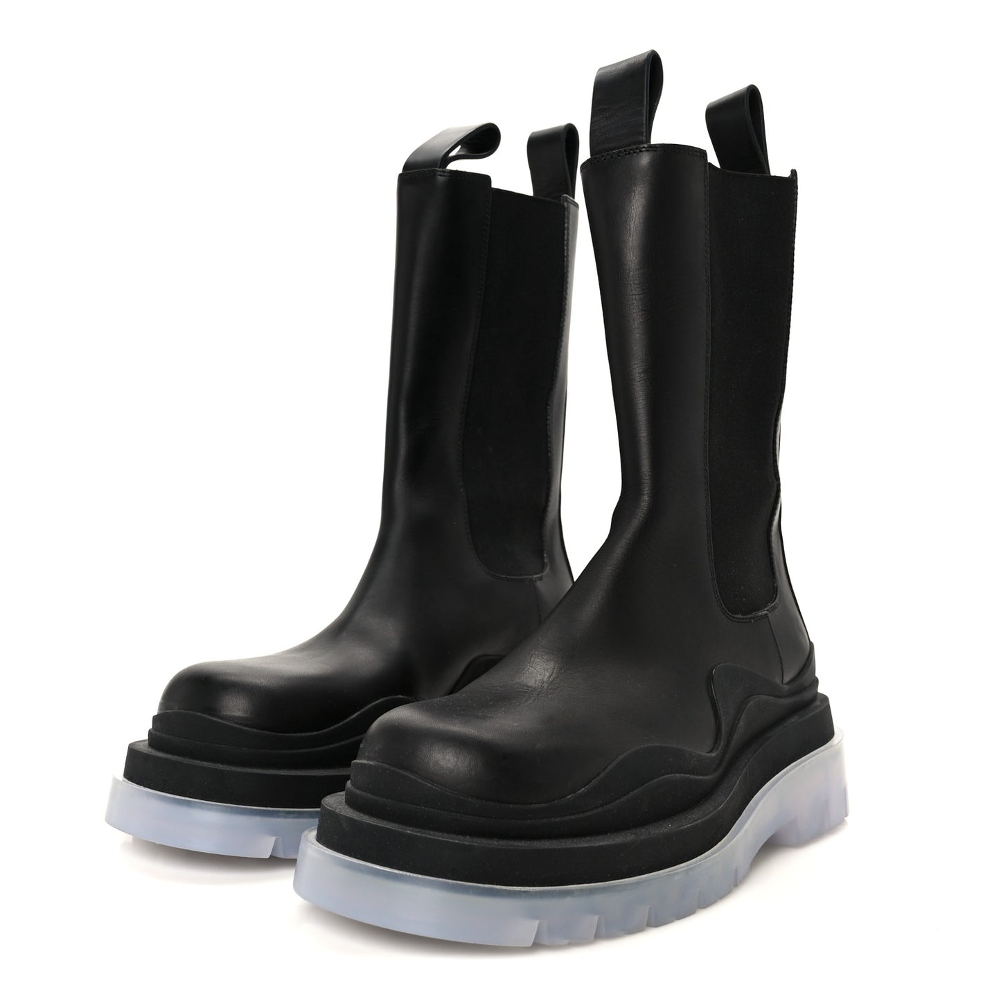 Calfskin The Tire Chelsea Boots 37 Black Transparent