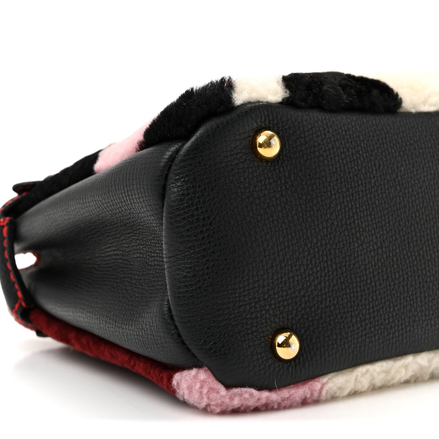 Burberry Shearling Calfskin Patchwork Small Banner Tote Black Multicolor 10 of 11