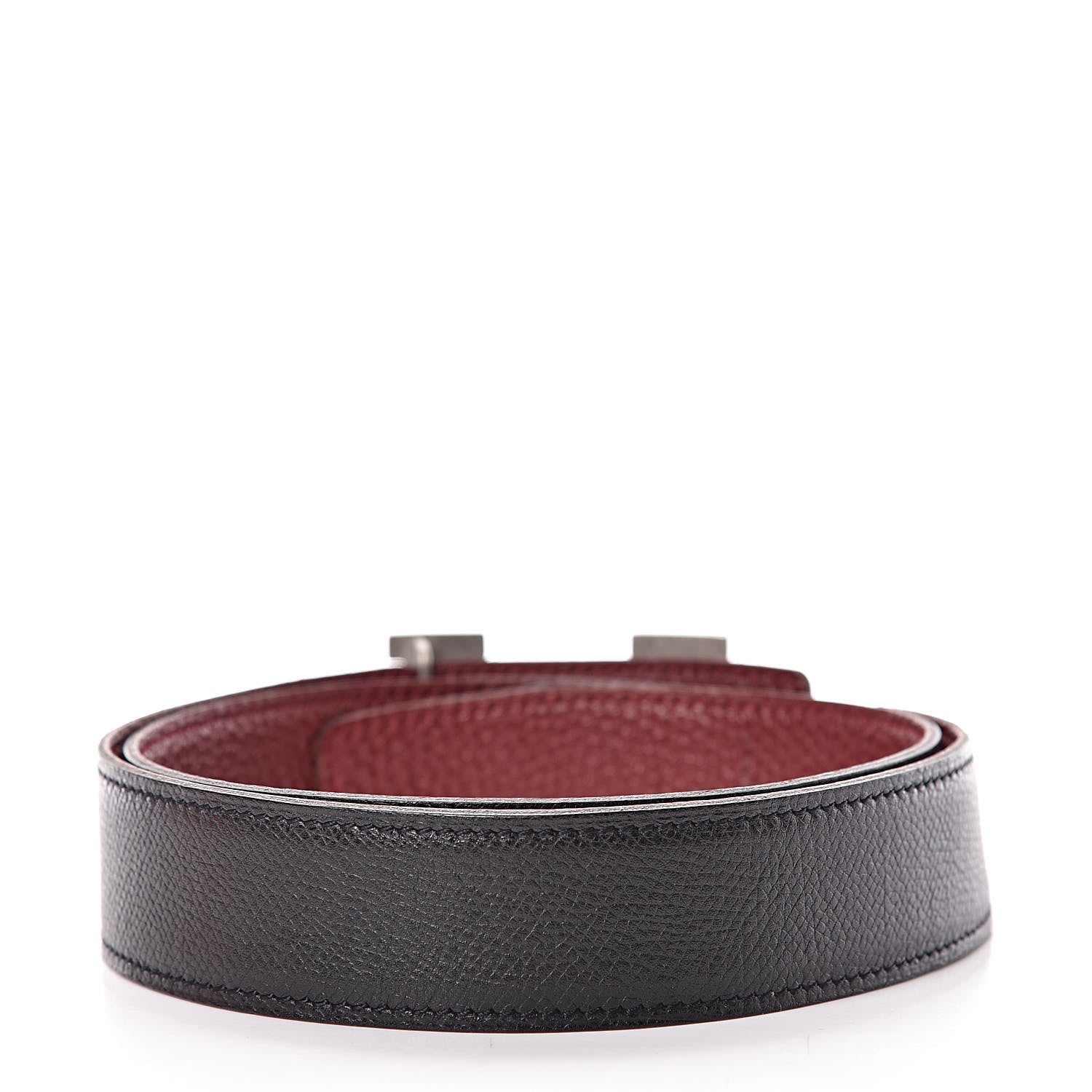 Hermes Togo Epsom 32mm Martelee H Belt 75 Rouge H Black 3 of 9