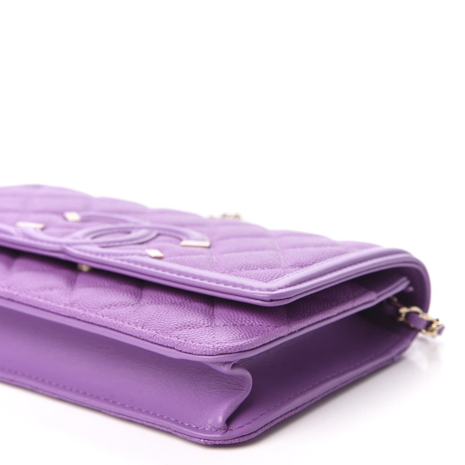 Chanel Caviar Quilted CC Filigree Wallet On Chain WOC Purple 7 of 11