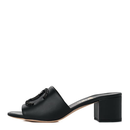Chanel Lambskin Beaded CC Mule Sandal 38 Black 1 of 8
