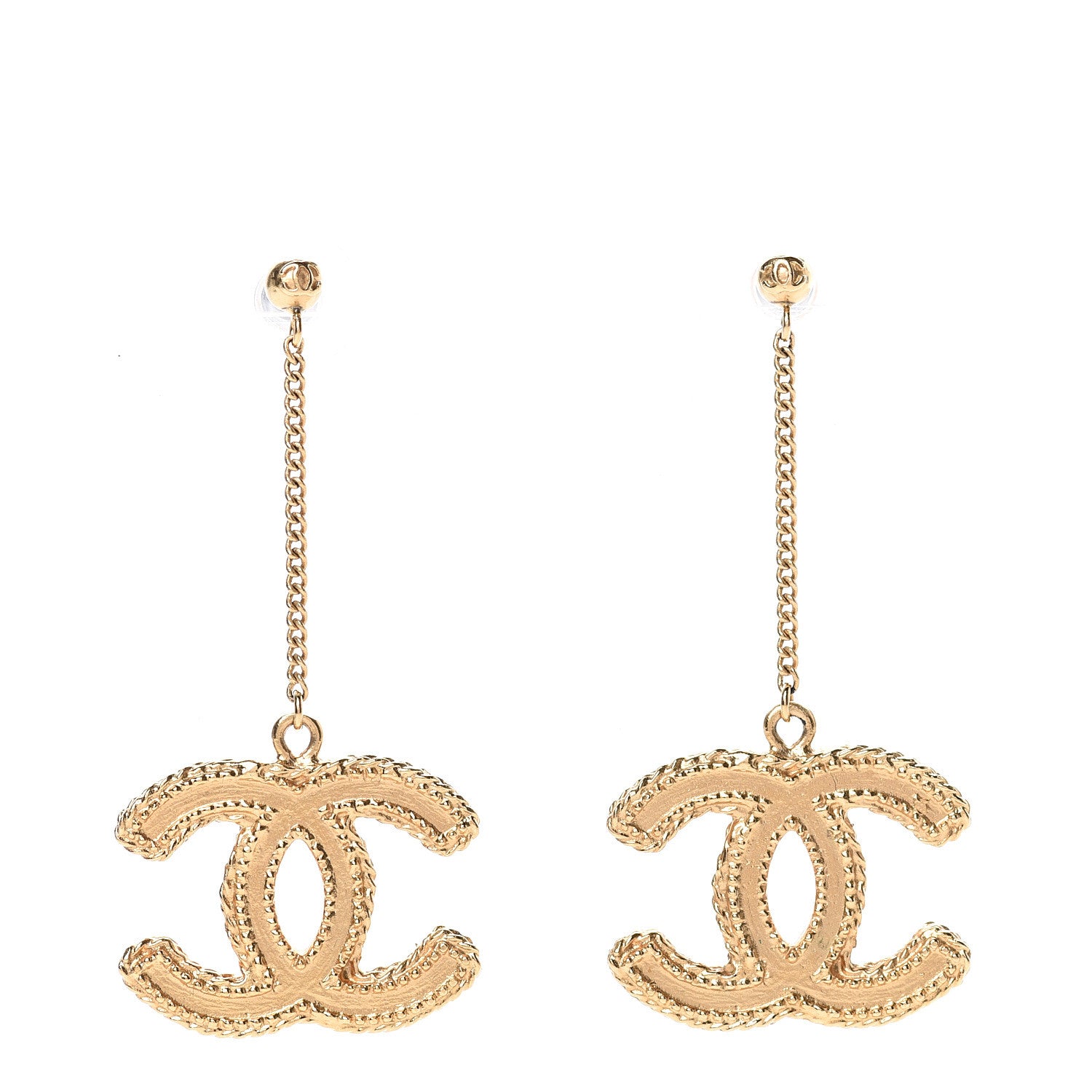 Chanel CC Drop Earrings Matte Gold 1 of 5