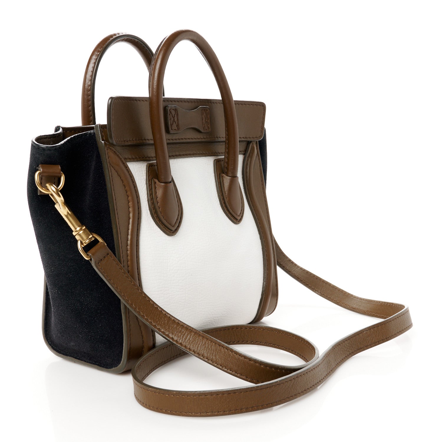 Celine Textured Calfskin Suede Nano Tri-Color Luggage Cream 3 of 11
