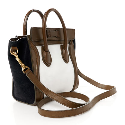 Celine Textured Calfskin Suede Nano Tri-Color Luggage Cream 3 of 11