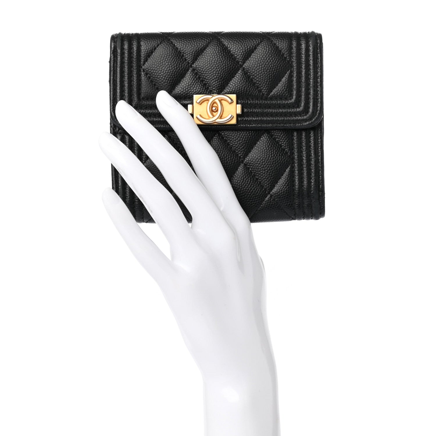 Chanel Caviar Quilted Compact Boy Wallet Black 2 of 13