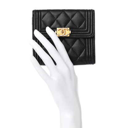 Chanel Caviar Quilted Compact Boy Wallet Black 2 of 13