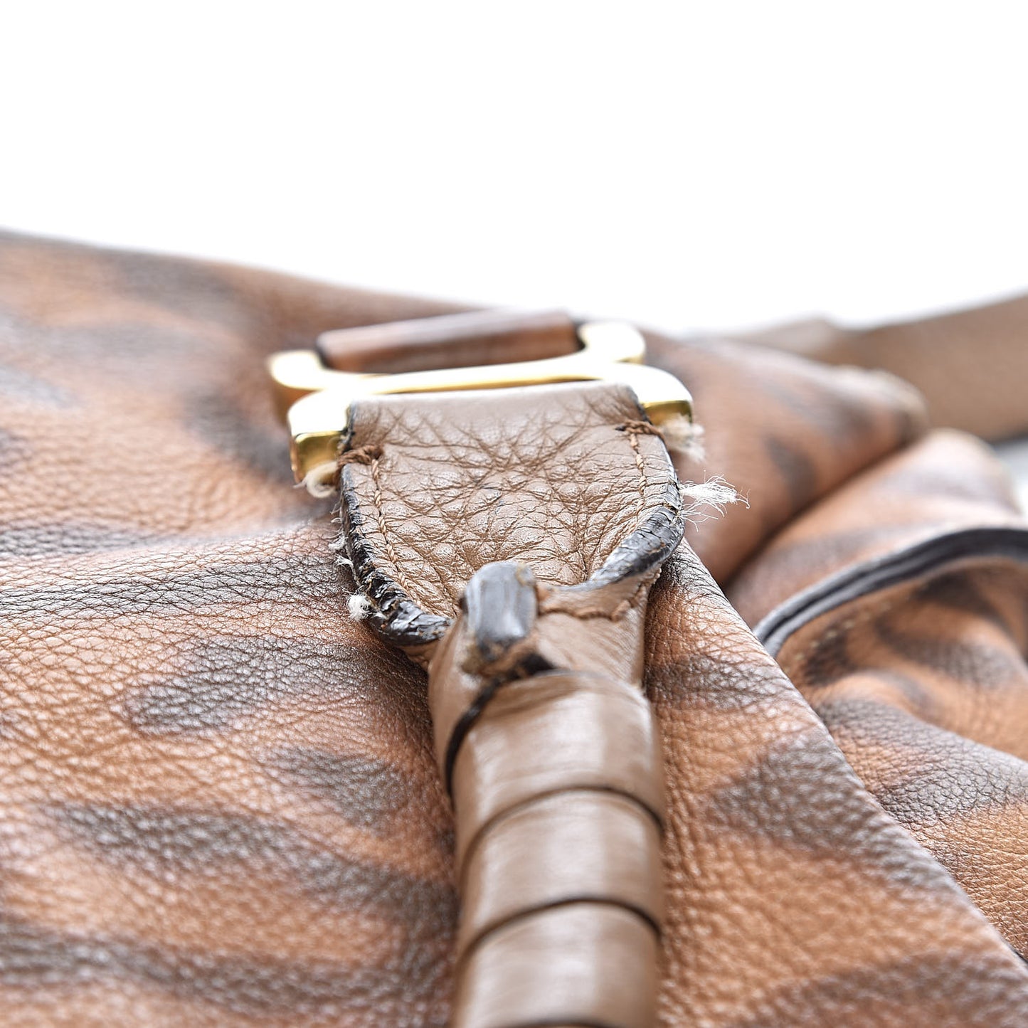 Calfskin Leopard Print Medium Marcie Satchel Brown