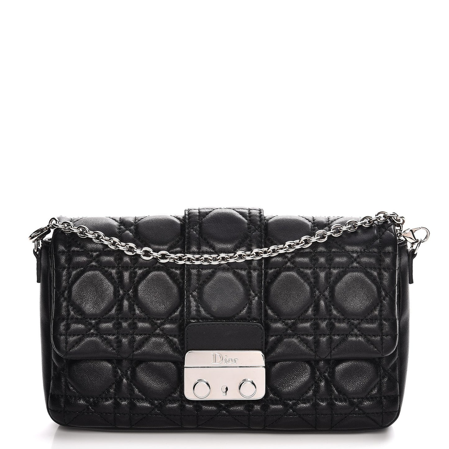 Lambskin Cannage New Lock Pouch Black