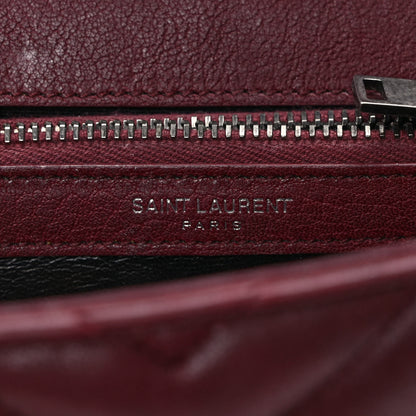 Saint Laurent Sheepskin Matelasse Chevron Monogram Medium College Bag Rouge Legion 6 of 12