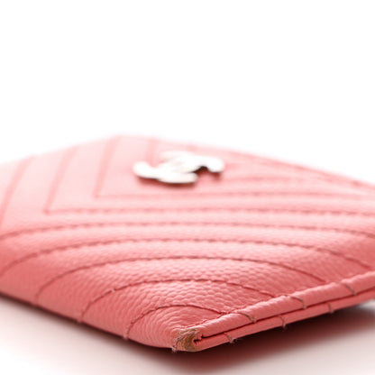 Chanel Caviar Chevron Quilted Card Holder Pink 5 of 14