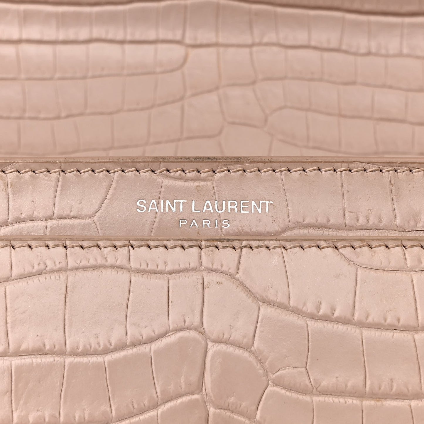 Calfskin Crocodile Embossed Medium Monogram Sunset Rose Antic