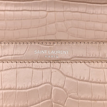 Saint Laurent Calfskin Crocodile Embossed Medium Monogram Sunset Rose Antic 13 of 25